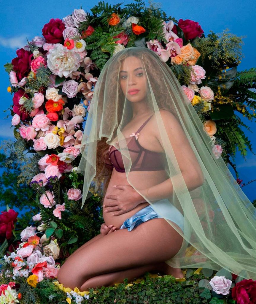 Beyoncé no anúncio de sua segunda gravidez